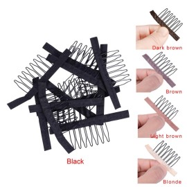100 pcs/lot Wig Combs for Making Wig Caps 7-teeth Wig Clips Steel Teeth with Cloth Wig Combs for Hairpiece Caps Wig Accessories Tools Wig Clips for Wig (Black) 100 pcs/lot Wig Combs for Making Wig Caps 7-teeth Wig Clips Steel Teeth with Cloth Wig Combs for Hairpiece Caps Wig Accessories Tools Wig Clips for Wig (Black)