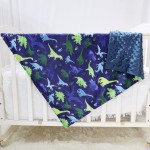 Super Soft Fleece Dinosaur Toddler Blanket with Dotted Backing, Multicolor Printed