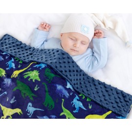 Super Soft Fleece Dinosaur Toddler Blanket with Dotted Backing, Multicolor Printed