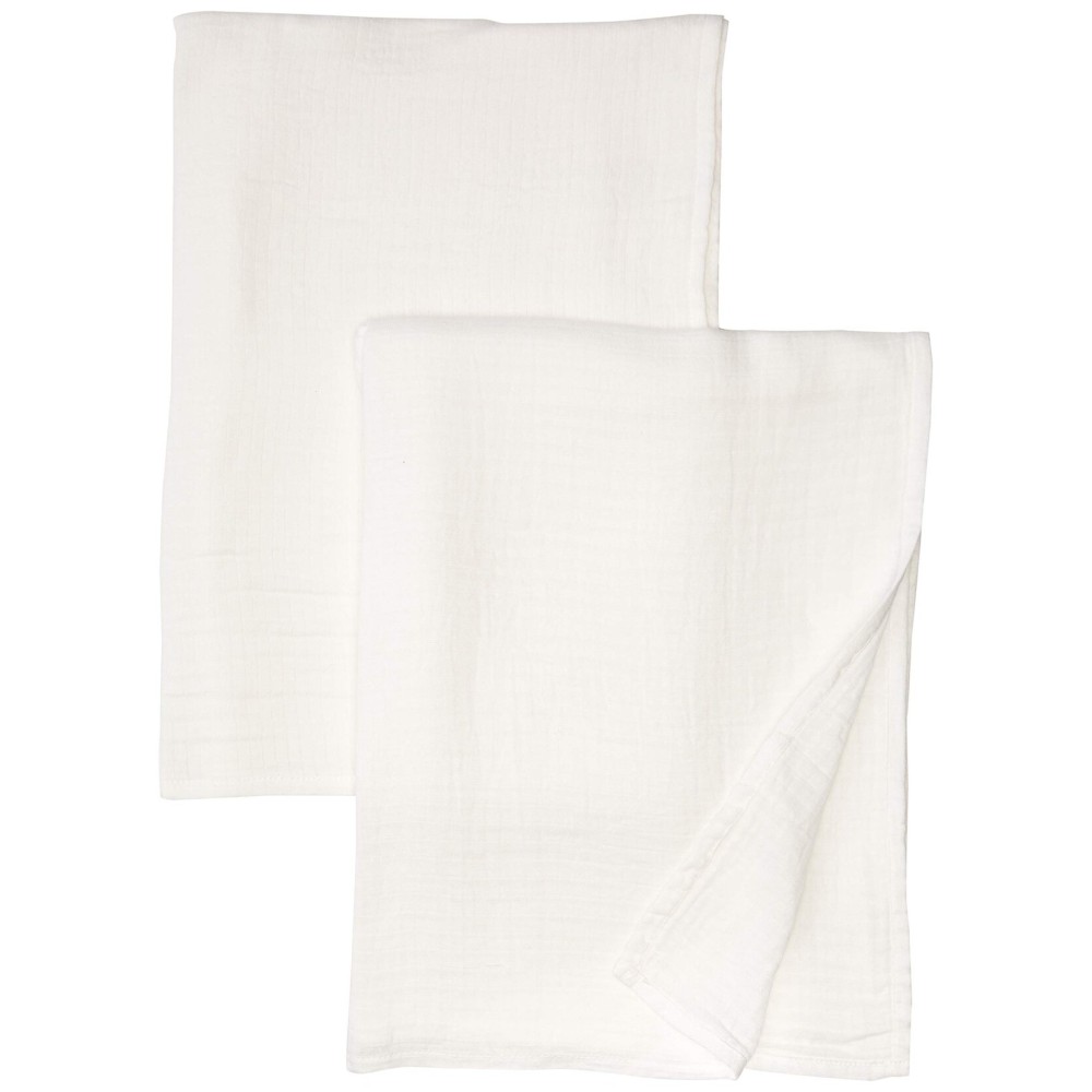 HonestBaby unisex baby 2-Pack Organic Cotton Swaddle Blankets Bandana, Bright White, One Size US