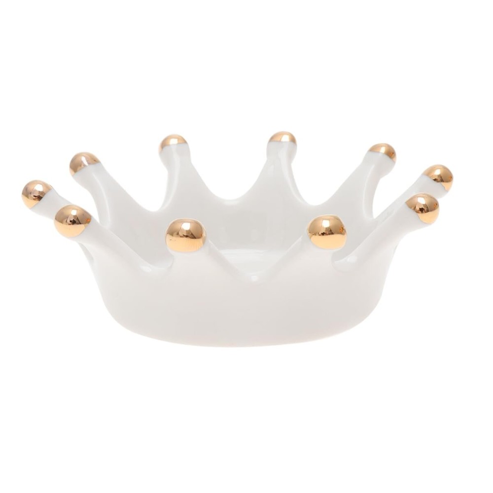 Minkissy Ceramic Nail Art Palette Crown Shape Manicure Palette Color Mixing Pigment Palette Pigment Holder Finger Ring Plate for Art Nail Makeup (White)