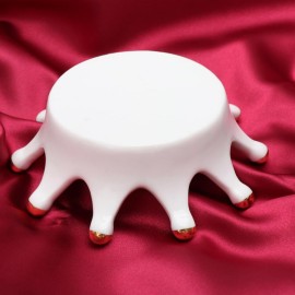 Minkissy Ceramic Nail Art Palette Crown Shape Manicure Palette Color Mixing Pigment Palette Pigment Holder Finger Ring Plate for Art Nail Makeup (White)