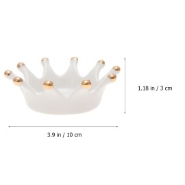 Minkissy Ceramic Nail Art Palette Crown Shape Manicure Palette Color Mixing Pigment Palette Pigment Holder Finger Ring Plate for Art Nail Makeup (White)