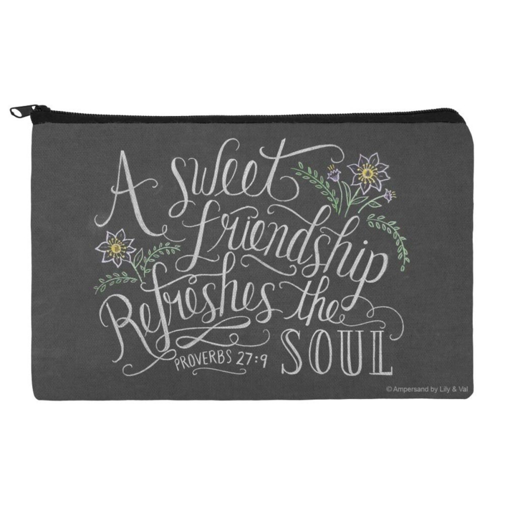 A Sweet Friendship Refreshes the Soul Proverbs Makeup Cosmetic Bag Organizer Pouch