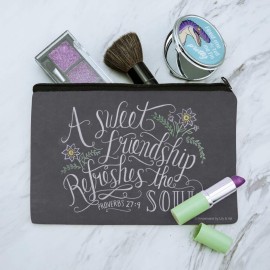 A Sweet Friendship Refreshes the Soul Proverbs Makeup Cosmetic Bag Organizer Pouch