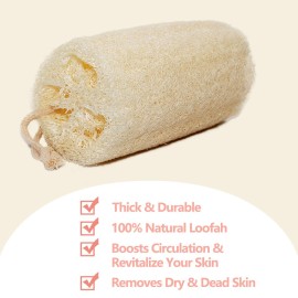 UCINNOVATE Natural Shower Loofah Eco-Friendly Egyptian Sponge, Large Exfoliating Shower Loofa Body Scrubbers Buff Away Dead Skin for Smoother, Loofah Back Scrubber Dry Brushing Body Brush Applicator