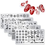 Wokoto 5-Piece Christmas Nail Art Plates Stamping Set - Snow Winter Nail Art Image Plate Manicure Template