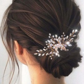 Asooll Bridal Wedding Hair Comb Rhinestone Hair Piece Crystal Bride Hair Accessories for Women(Rose Gold)