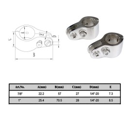 Thorn Boat Bimini Top 7/8 Hinged Jaw Slide Rail Mount 316 Stainless Steel Marine Hardware Pair 