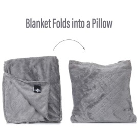 Outrageously Soft Convertible Cozee 2 in 1 Blanket and Pillow Combo- Oversized Lightweight Camping Throw That Folds Into Travel Pillow 60 x 70 Inches - Grey