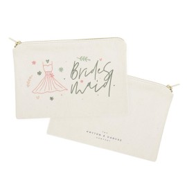 The Cotton & Canvas Co. Floral Bridesmaid Wedding Cosmetic Bag, Bridal Party Gift and Travel Make Up Pouch