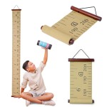 Growscroll Modern Kids Growth Chart for Wall - Unique Height Chart for Boys & Girls - Handcrafted Using Canvas & Hard Types of Wood - Makes A Great Collectible Or Family Heirloom - Khaki