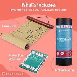 Growscroll Modern Kids Growth Chart for Wall - Unique Height Chart for Boys & Girls - Handcrafted Using Canvas & Hard Types of Wood - Makes A Great Collectible Or Family Heirloom - Khaki