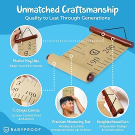 Growscroll Modern Kids Growth Chart for Wall - Unique Height Chart for Boys & Girls - Handcrafted Using Canvas & Hard Types of Wood - Makes A Great Collectible Or Family Heirloom - Khaki