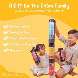 Growscroll Modern Kids Growth Chart for Wall - Unique Height Chart for Boys & Girls - Handcrafted Using Canvas & Hard Types of Wood - Makes A Great Collectible Or Family Heirloom - Khaki