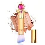 Angled Retractable Makeup Brush With Cover - Liquid, Cream, Powder, Foundation, Blush, Bronzer, Highlighter - Premium Bristles Contouring & Blending Skin, Vegan Face Kabuki Brush (Royal Diamond, Full)