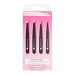 Brushworks HD 4 Piece Combination Tweezer Set - Black