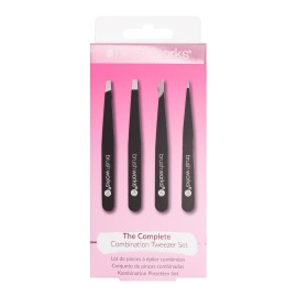 Brushworks HD 4 Piece Combination Tweezer Set - Black Brushworks HD 4 Piece Combination Tweezer Set - Black