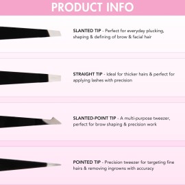 Brushworks HD 4 Piece Combination Tweezer Set - Black Brushworks HD 4 Piece Combination Tweezer Set - Black