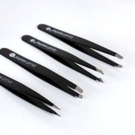 Brushworks HD 4 Piece Combination Tweezer Set - Black Brushworks HD 4 Piece Combination Tweezer Set - Black