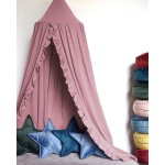 MOMAID Bed Canopy with Frills Reading Nook Game Tent for Kids Boho Hanging Net Play Room Decor(Dusty Rose)