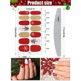 8 Sheets Christmas Nail Stickers Strip Full Nail Wraps Adhesive Nail Polish Stickers with 1Pcs Nail File, Kalolary Deer Snowman Xmas Tree Nail Design Sticker Christmas Nail Decoration Kit