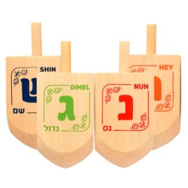 Izzy \'n\' Dizzy Hanukkah Wooden Dreidel (Pack of 10) - Medium