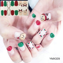 EBANKU Christmas Full Nail Stickers, 8 Sheets Art Polish Stickers Wrap Adhesive Decals With 1 Piece Nail Buffers Files