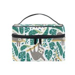 ZOEO Sloth Makeup Train Case Palm Tree Green Tropical Korean Carrying Portable Zip Travel Cosmetic Brush Bag Organizer Large for Girls Women