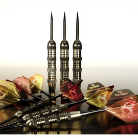CC-Exquisite Premium Steel Tip Darts Set - Professional Darts, Brass Barrels, Metal Tip Darts, Extra Flights, (12) Aluminum Shafts 35/48, O-Rings, Dart Tool, Dart Sharpener, Darts Case