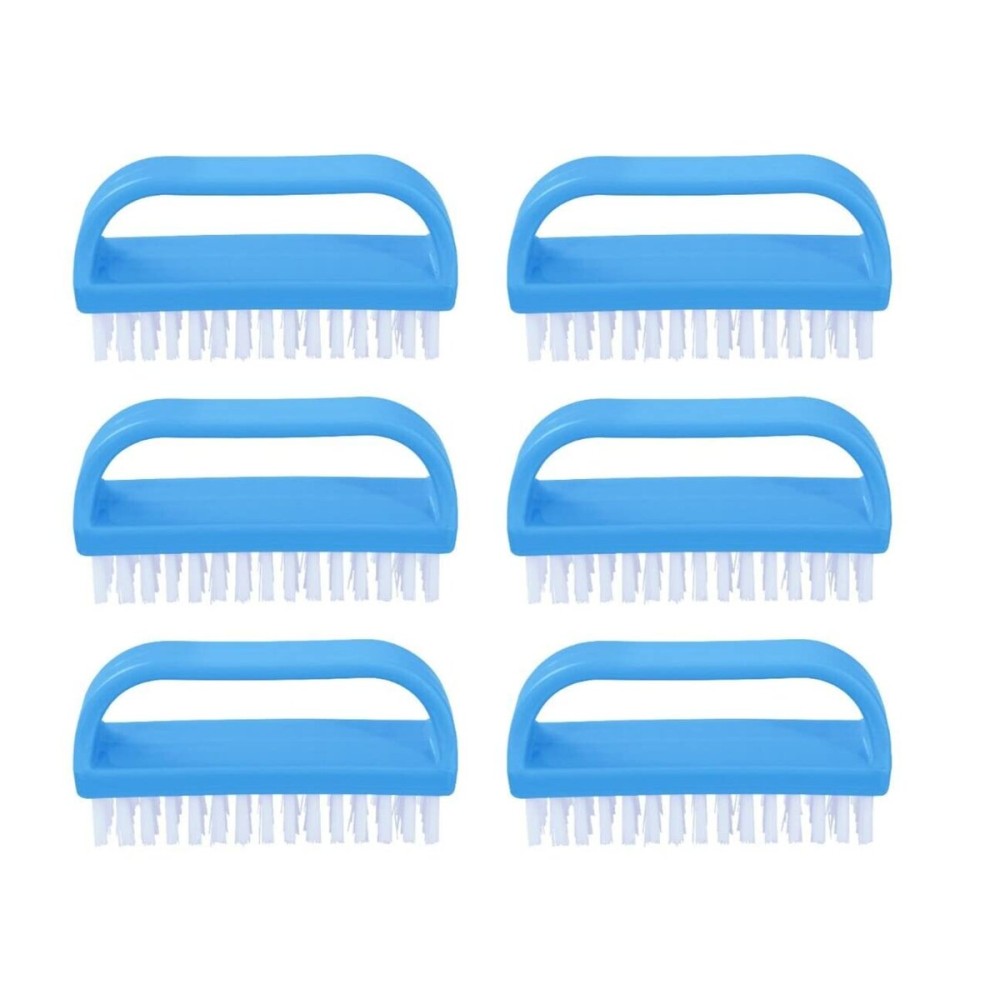 Superio Nail Brush Cleaner with Handle (6 Pack) Durable Scrub Brush to Clean Toes and Fingernails, All Purpose Hand Scrubber Cleaning Brush - Stiff Bristles, Easy to Use (6-Pack)