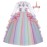 FMYFWY Unicorn Costume for Girls Birthday Pageant Party Dress Halloween Christmas Long Sleeve Maxi Tulle Ball Gown w/Headband Multicolored 8-9T