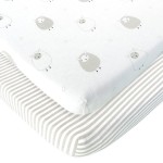 Bassinet Fitted Sheets for Baby Beside Dreamer Bedside Sleeper and Chicco Next2Me - Fits 20 x 33 Mattress - Snuggly Soft Jersey Cotton - Grey - 2 Pack