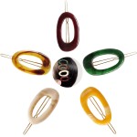 5 Pcs Marble Hair Clips Acrylic Oval Barrettes Hollow out Vintage French Hair Pins Hair Accessories for Women Girls