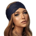 ShariRose Navy Blue Lace Headband for Women - Stretch Lace Vintage Floral Makeup Headband - Handmade Quality Hairband