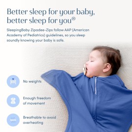 SleepingBaby Zipadee-Zip Transition Swaddle - Cozy Baby Swaddle Blanket with Zipper Convenience - Roomy Wearable Blanket for Easy Diaper Changes - Classic Navy, Small (4-8 Month)