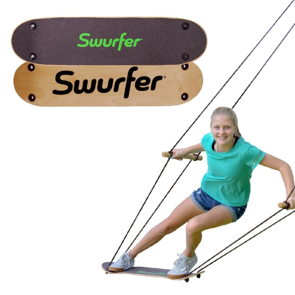 Swurfer Stand Up TreeSkate Outdoor Swing - Tree Swing for Kids with Adjustable Handles, Kids Outdoor Play Equipment, Durable, Weatherproof, Easy Installation, Holds Up to 200 lbs, Ages 6+ (Natural)