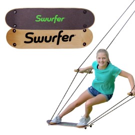 Swurfer Stand Up TreeSkate Outdoor Swing - Tree Swing for Kids with Adjustable Handles, Kids Outdoor Play Equipment, Durable, Weatherproof, Easy Installation, Holds Up to 200 lbs, Ages 6+ (Natural)