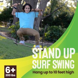 Swurfer Stand Up TreeSkate Outdoor Swing - Tree Swing for Kids with Adjustable Handles, Kids Outdoor Play Equipment, Durable, Weatherproof, Easy Installation, Holds Up to 200 lbs, Ages 6+ (Natural)