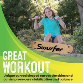Swurfer Stand Up TreeSkate Outdoor Swing - Tree Swing for Kids with Adjustable Handles, Kids Outdoor Play Equipment, Durable, Weatherproof, Easy Installation, Holds Up to 200 lbs, Ages 6+ (Natural)