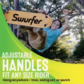 Swurfer Stand Up TreeSkate Outdoor Swing - Tree Swing for Kids with Adjustable Handles, Kids Outdoor Play Equipment, Durable, Weatherproof, Easy Installation, Holds Up to 200 lbs, Ages 6+ (Natural)