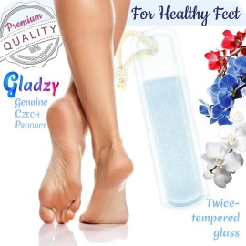 Genuine Czech Glass Foot File - Two-Sided Different Grit Surface, Gentle Callus Remover, Pedicure & Spa Rough Skin Scrubber, Professional Toenail and Heels Care, EU Quality, Large Size