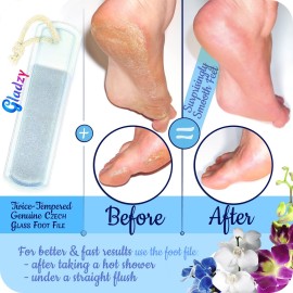 Genuine Czech Glass Foot File - Two-Sided Different Grit Surface, Gentle Callus Remover, Pedicure & Spa Rough Skin Scrubber, Professional Toenail and Heels Care, EU Quality, Large Size