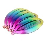 5 PCS 5.3 Inch Rainbow Color Banana Hair Combs Fishtail Banana Hair Clip Holder Hair Claw Fashion Interlocking Flat Shark Hair Clincher