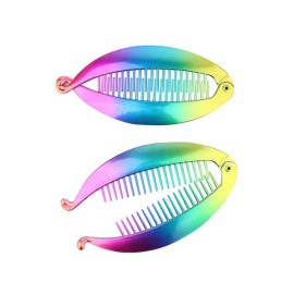 5 PCS 5.3 Inch Rainbow Color Banana Hair Combs Fishtail Banana Hair Clip Holder Hair Claw Fashion Interlocking Flat Shark Hair Clincher 5 PCS 5.3 Inch Rainbow Color Banana Hair Combs Fishtail Banana Hair Clip Holder Hair Claw Fashion Interlocking Flat Shark Hair Clincher