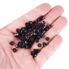 2500 Pcs/lot Silicone Lined Micro Links Ring Beads Hair Feather Extensions 5.0X3.0X3.0mm Hair Beads