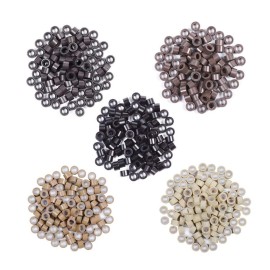 2500 Pcs/lot Silicone Lined Micro Links Ring Beads Hair Feather Extensions 5.0X3.0X3.0mm Hair Beads