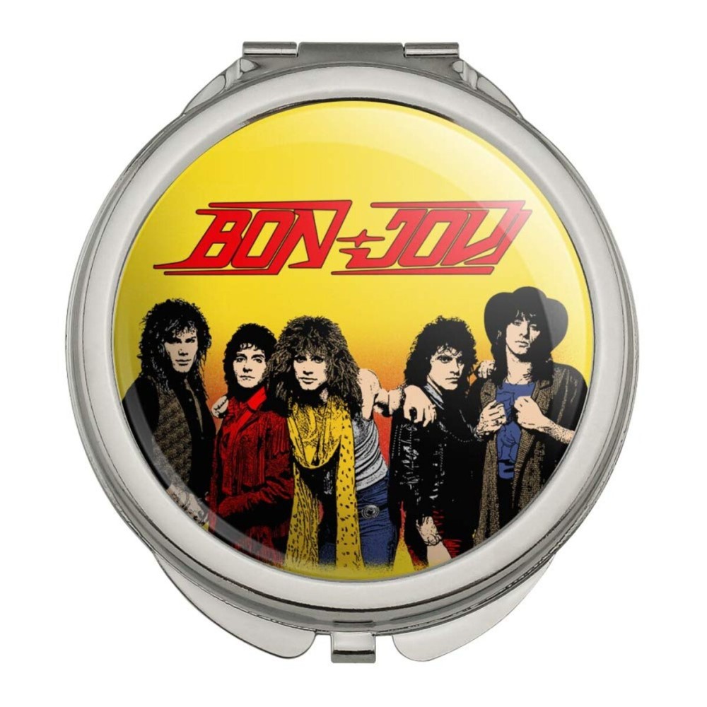GRAPHICS & MORE Bon Jovi Band and Logo Compact Travel Purse Handbag Makeup Mirror