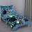NoJo Batman - Blue Yellow & Grey 4Piece Toddler Bed Set - Comforter, Flat Top Sheet, Fitted Bottom Sheet, Reversible Pillowcase, Blue, Yellow, Black