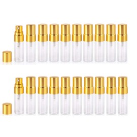 Atomizer Glass bottle Spray Bottle, 3ml Refillable Fragrance Perfume Mini Fine Mist Travel Small Empty Bottle Fragrance Clear Bottle With Aluminum Nozzle,20pcs (Gold) Atomizer Glass bottle Spray Bottle, 3ml Refillable Fragrance Perfume Mini Fine Mist Travel Small Empty Bottle Fragrance Clear Bottle With Aluminum Nozzle,20pcs (Gold)